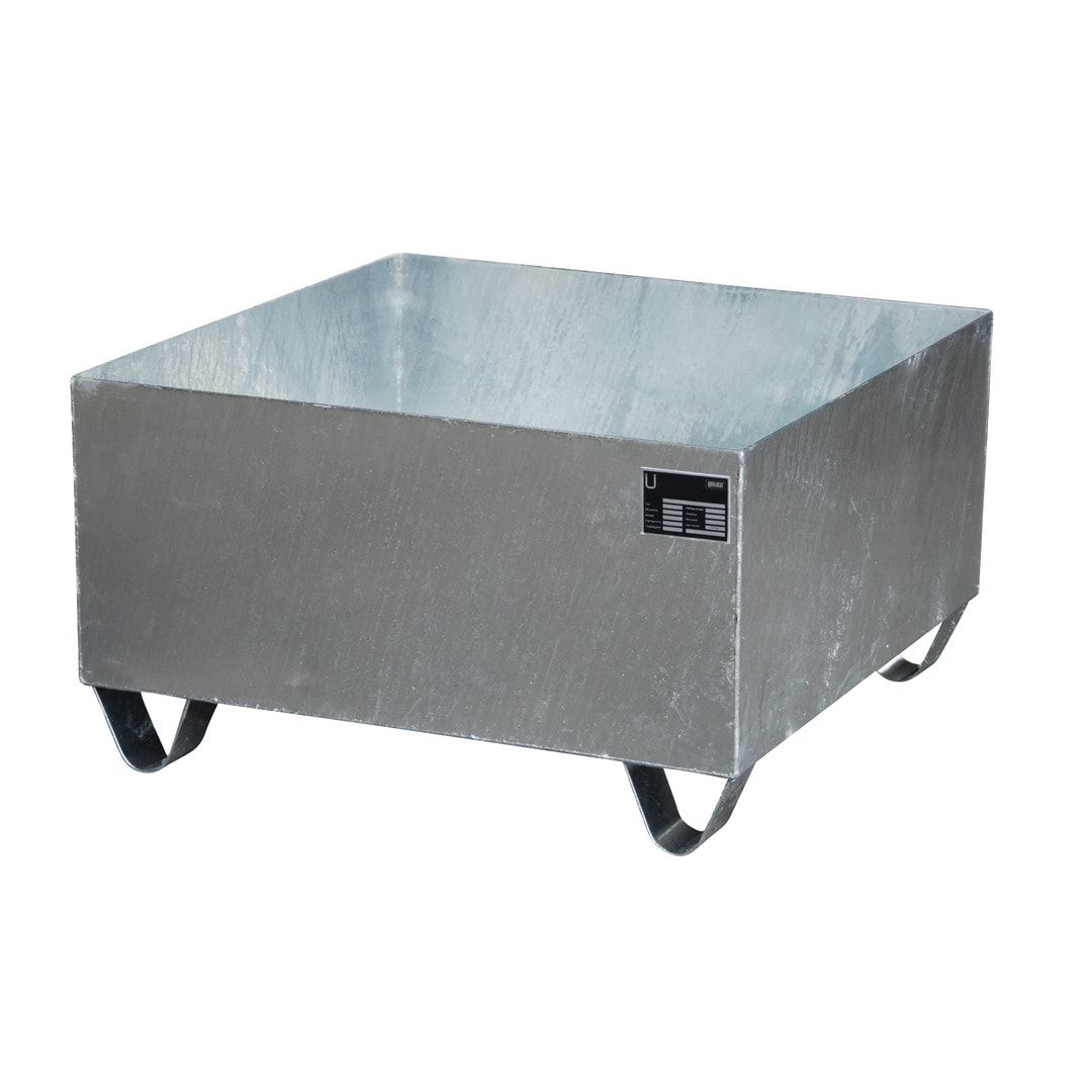 Auffangwanne - 800 x 800 mm (BxT) - 210 l - Füße - feuerrot