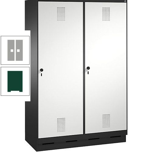 Doppel-Spind, Garderobenschrank, 2 Türen für 4 Abteile a 300 mm, Korpus anthrazitgrau, Türen anthrazitgrau, 1.800 x 1.200 x 500 mm (HxBxT)