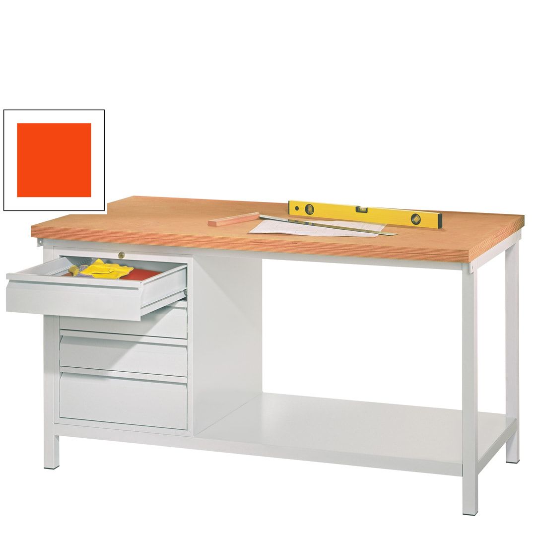 Werkbank - 1 Schubladenblock - 900 x 2.000 x 700 mm (HxBxT) - anthrazitgrau