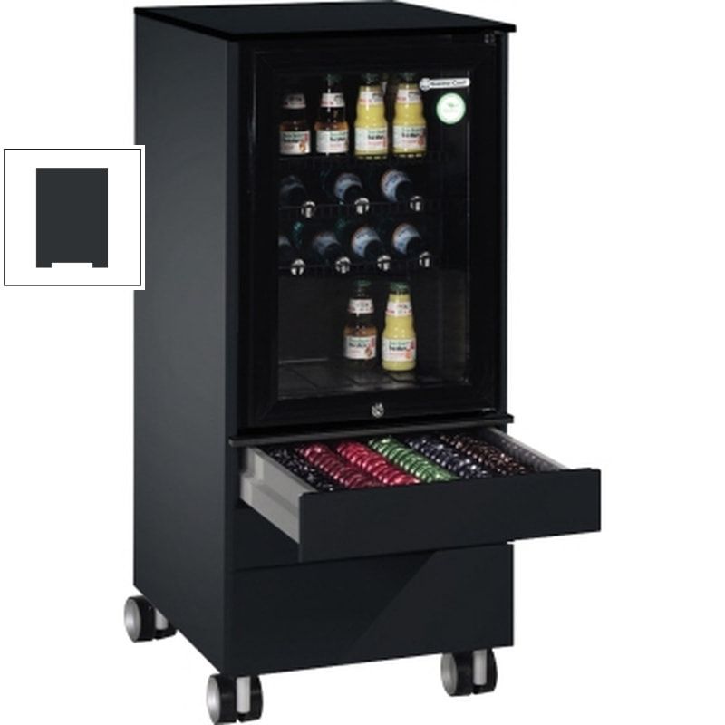 Kühlschrank Caddy, Konferenzboy, Minibar für Besprechungsraum, Servicewagen, 230 V, 3 Schubladen, Farbe schwarzgrau ,1.157 x 500 x 600 mm (HxBxT)
