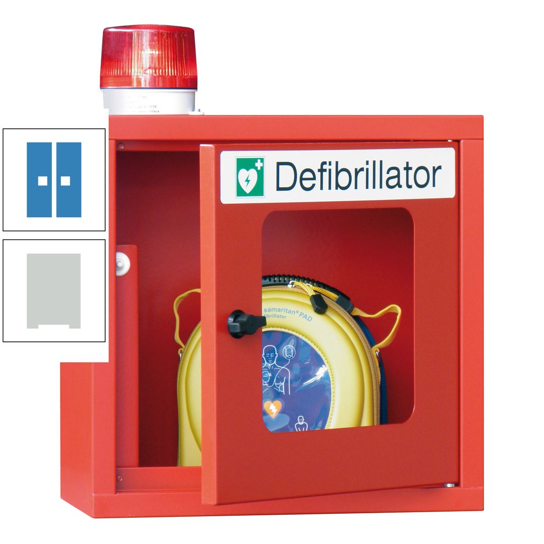 Defibrillatorenschrank mit akustischem und optischem Alarm - 490 x 400 x 200 mm (HxBxT) - Sichtfenster - anthrazitgrau