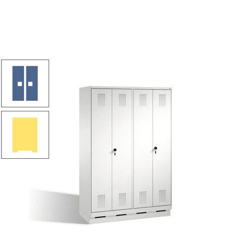 Doppel-Spind, Doppeltüren, Garderobenschrank mit Sockel, 4 Abteile a 300 mm, Korpus anthrazitgrau, Tür anthrazitgrau, 1.800 x 1.200 x 500 mm (HxBxT)