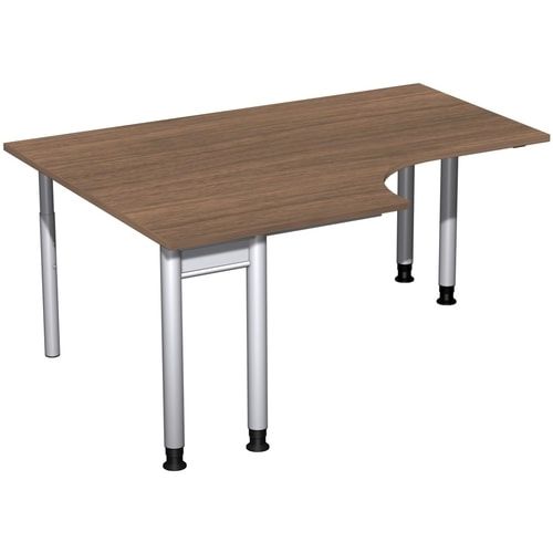 Eckschreibtisch, Eckteil 800 mm, links, Füße einseitig verkürzt, 4-Fuß Pro, höhenverstellbar, 680-800 x 1.600 x 1.200 mm (HxBxT), Dekor Ahorn