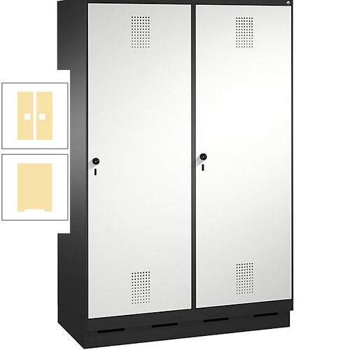 Doppel-Spind, Garderobenschrank, 2 Türen für 4 Abteile a 300 mm, Korpus anthrazitgrau, Türen anthrazitgrau, 1.800 x 1.200 x 500 mm (HxBxT)