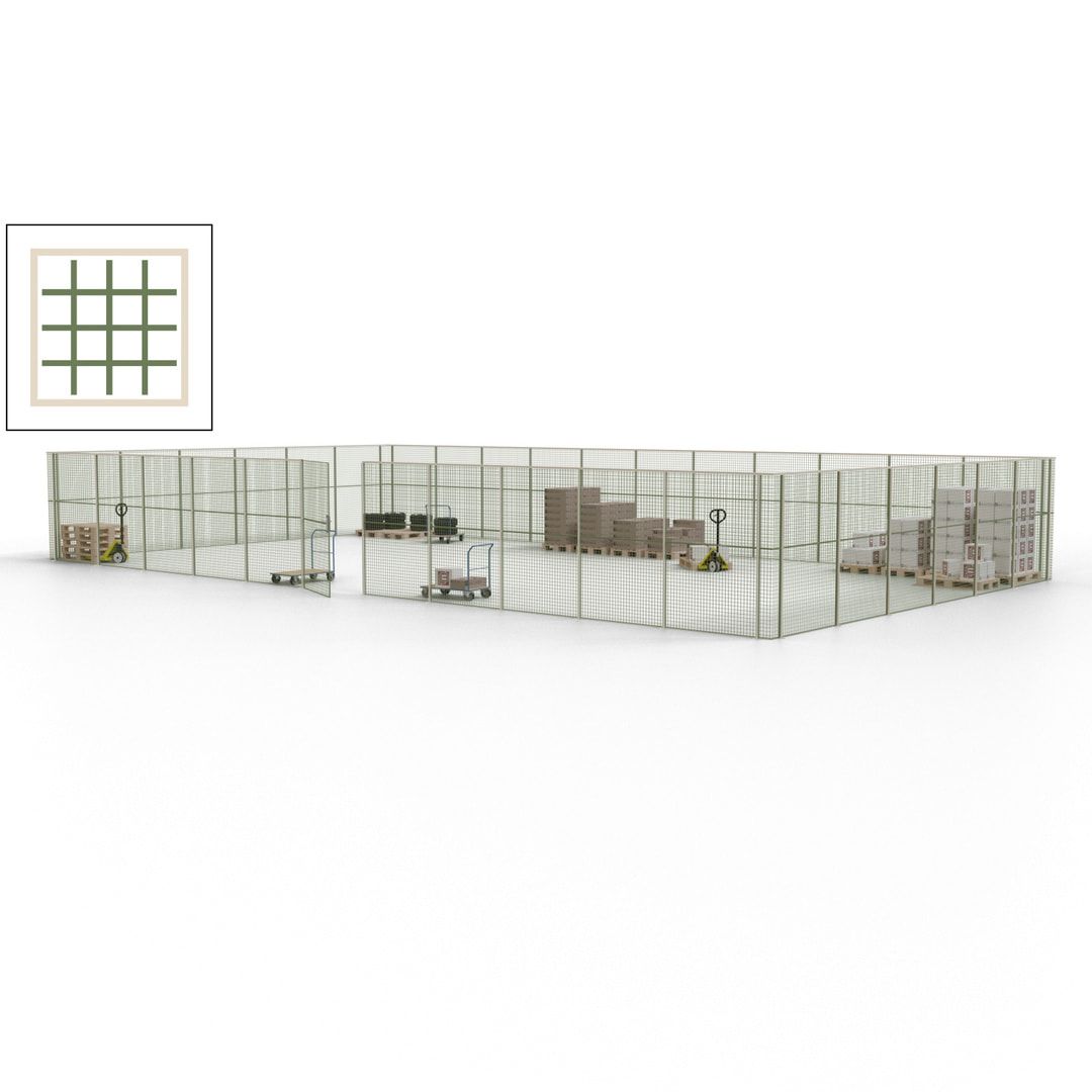 Maschinen Schutzgitter - Hallentrennwand - Sicherheitszaun - Tür - 51 m - 2.200 x 16.900 x 9.400 mm (HxBxT) - enzianblau