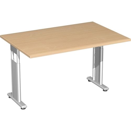 Schreibtisch - C-Fuß Flex - Bürotisch - höhenverstellbar - 820 x 1.200 x 800 mm (HxBxT) - Dekor Ahorn - Gestell silber