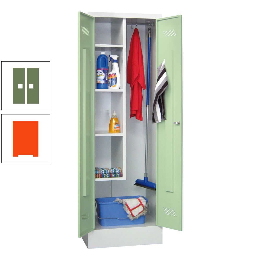 Putzschrank mit Sockel - 1 Abteil mit Trennwand - 1.850x600x500 mm (HxBxT) - Drehriegel - anthrazitgrau