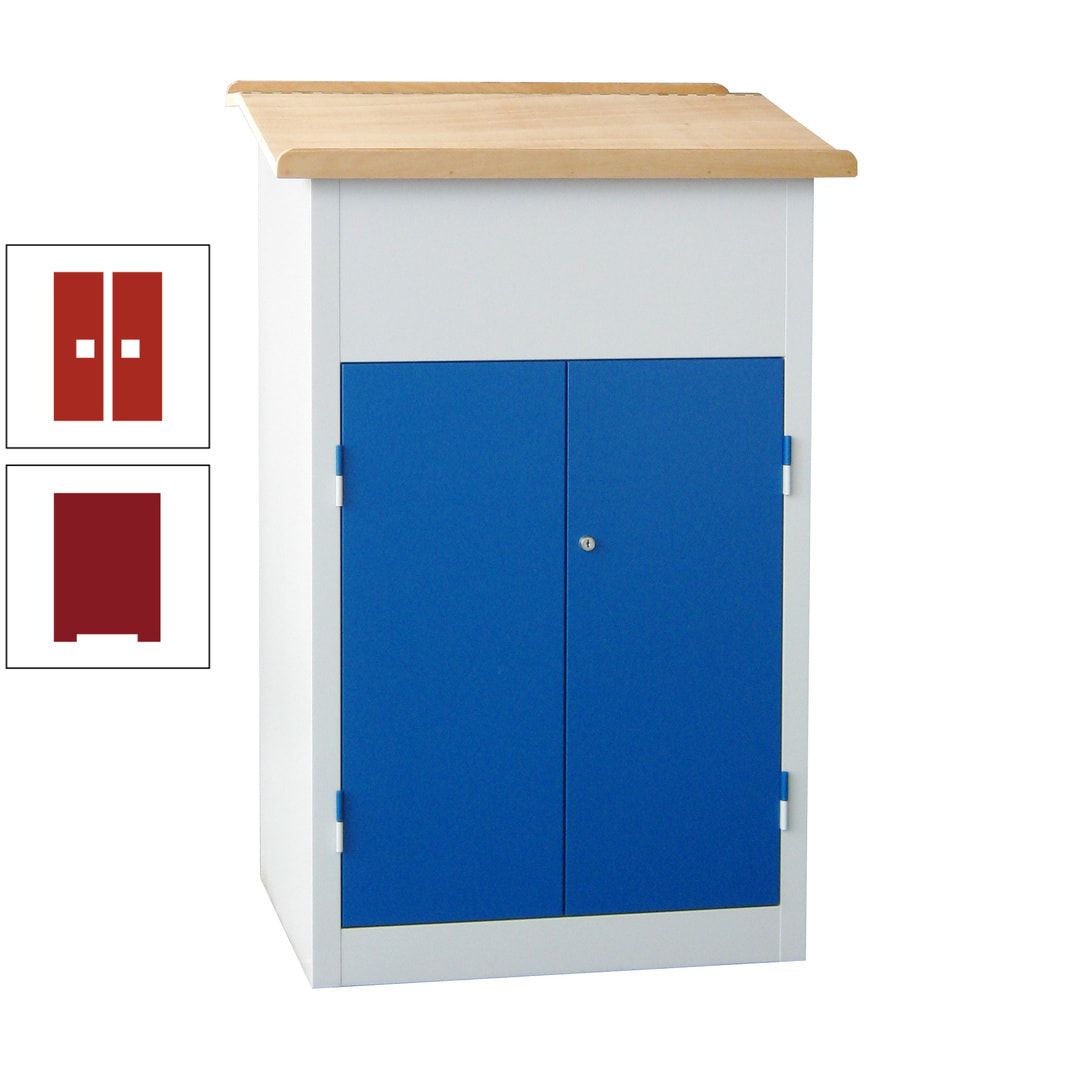 Stehpult mit Schrank - Vollblechtür - Zylinderschloss - 2 Böden - 1.200 x 700 x 600 mm (HxBxT) - anthrazitgrau