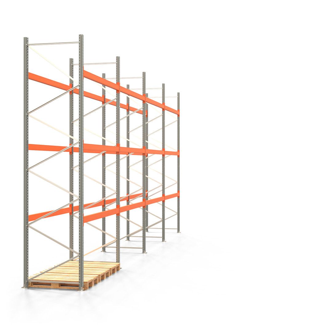 Palettenregal ARTUS - 4 Ebenen - Fachlast 2.100 kg - 4.500 x 11.225 x 1.100 mm (HxBxT) - 4 Felder - Schwerlastregal