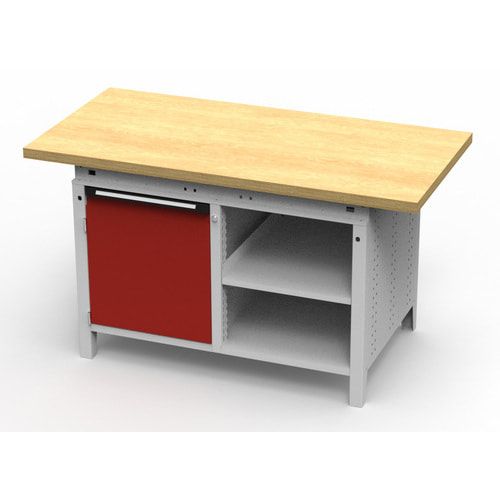 OTTOKIND Werkbank - bündige Arbeitsplatte - 850 x 1.150 x 750 mm (HxBxT) - Schrank - 2 Ablageböden - lichtgrau