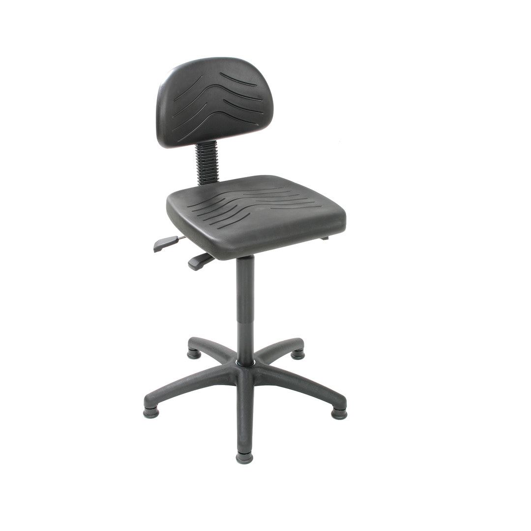 Bürostuhl - Asynchronmechanik - Sitzhöhe 435-625 mm - PU, schwarz - Rückenlehne klein - Kunststoff Fußkreuz mit Gleitern