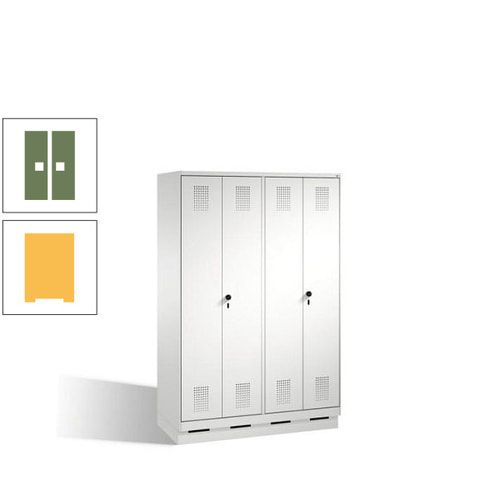 Doppel-Spind, Doppeltüren, Garderobenschrank mit Sockel, 4 Abteile a 300 mm, Korpus anthrazitgrau, Tür anthrazitgrau, 1.800 x 1.200 x 500 mm (HxBxT)