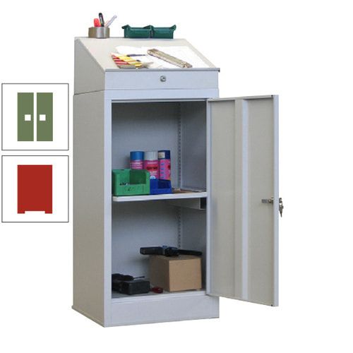 Stehpult mit Schrank - Vollblechtür - Zylinderschloss - 1 Ausziehboden - 1.270x500x500 mm (HxBxT) - anthrazitgrau