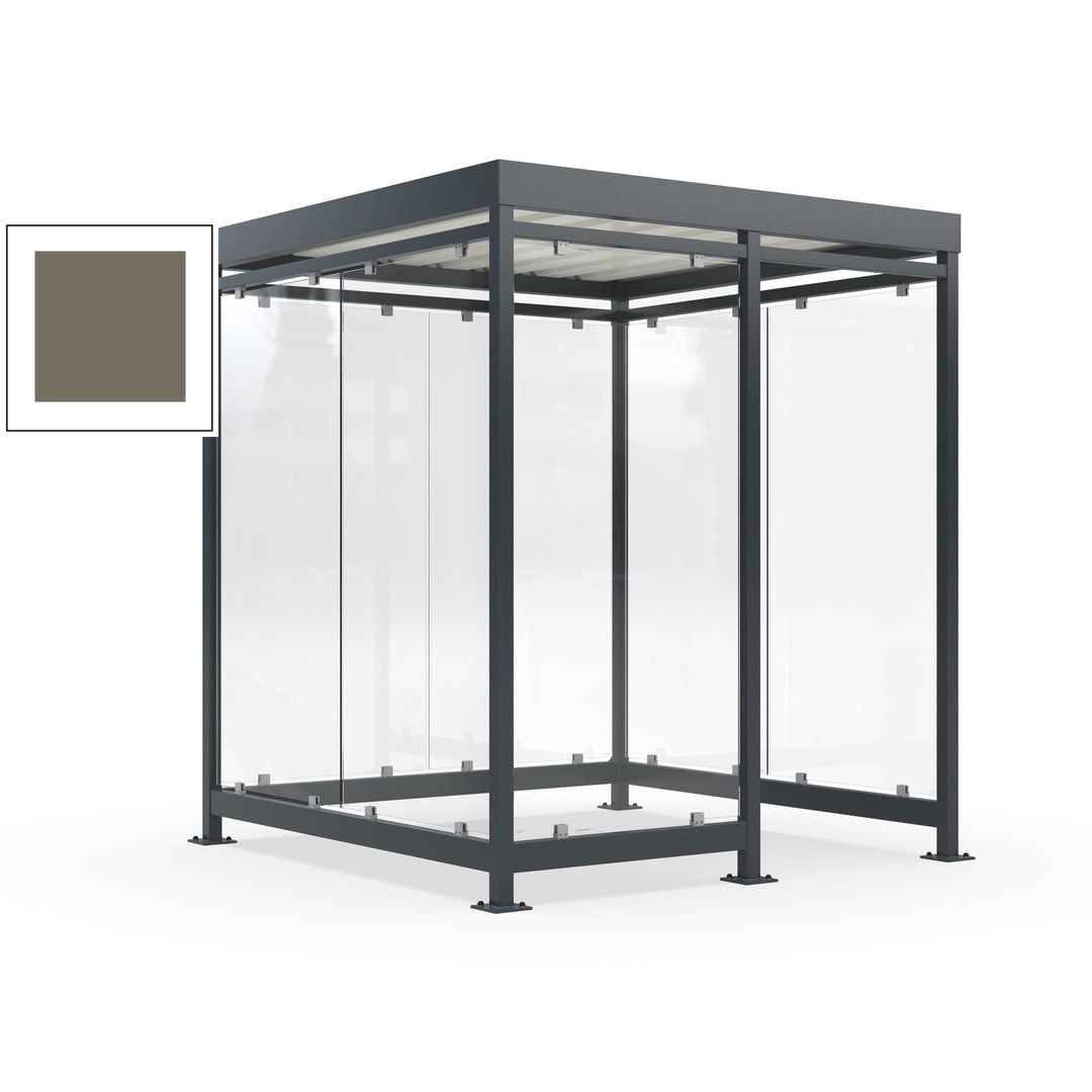 Raucherunterstand, Bushaltestelle, 7 Wände, 6-7 Personen, 2.510 x 2.165 x 2.165 mm (HxBxT), Farbe Achatgrau