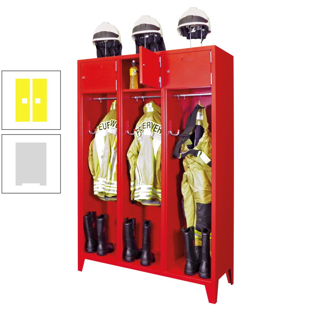 Feuerwehrschrank - 2 Abteile - Ablagefach mit Tür, Etikettenrahmen - 2.100 x 830 x 500 mm (HxBxT) - anthrazitgrau