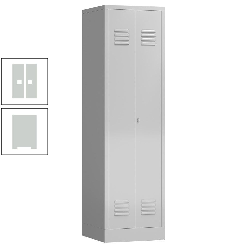 Mehrzweckschrank, Garderobenschrank, 2 Abteile, 6 Fächer, 1.800 x 500 x 500 mm (HxBxT), Drehriegel, Stahl, Korpus: lichtgrau, Front: anthrazitgrau