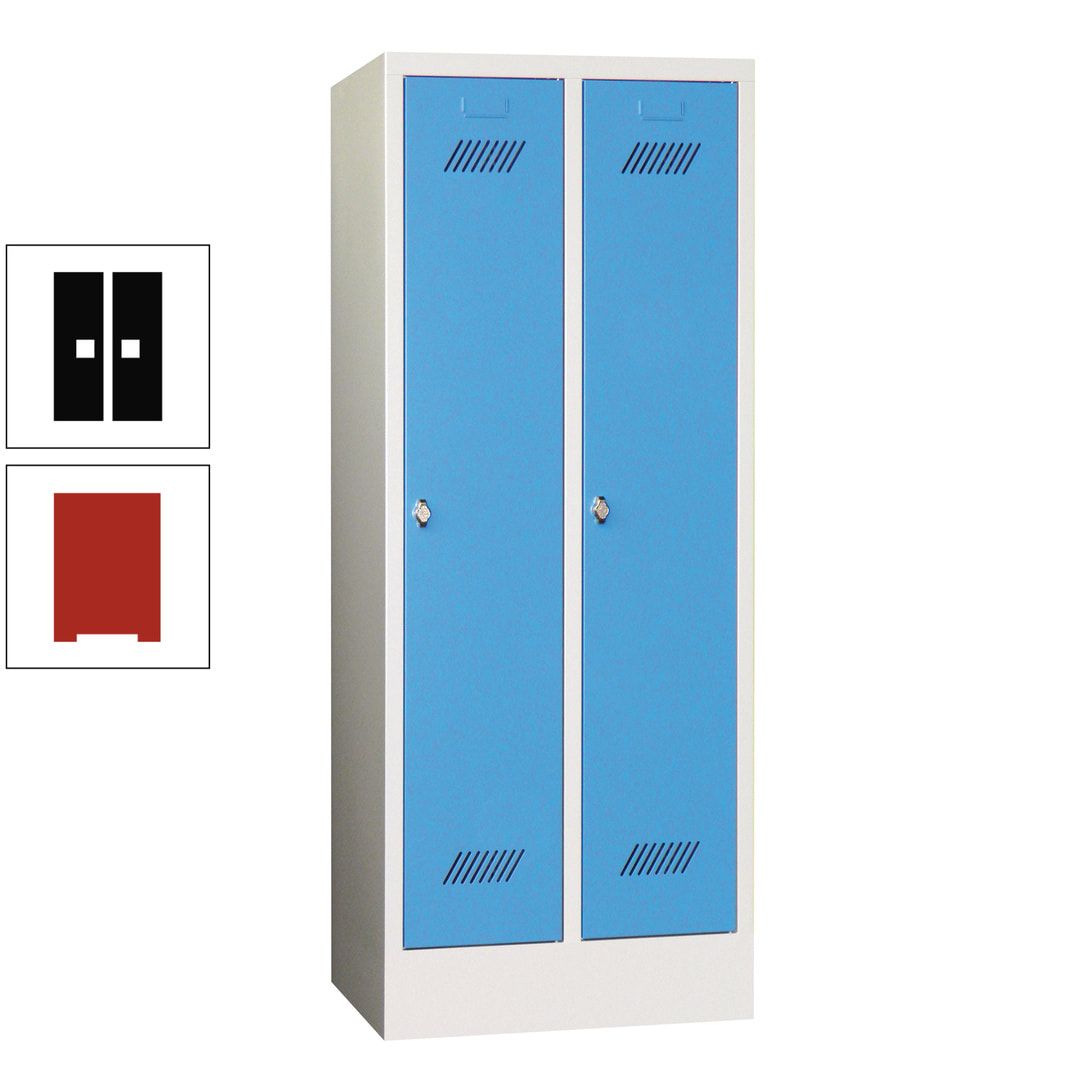 Spindschrank f. Schulen - mit Sockel - Höhe 1.600 mm - 2 Abteile a 300 mm - Drehriegel - anthrazitgrau
