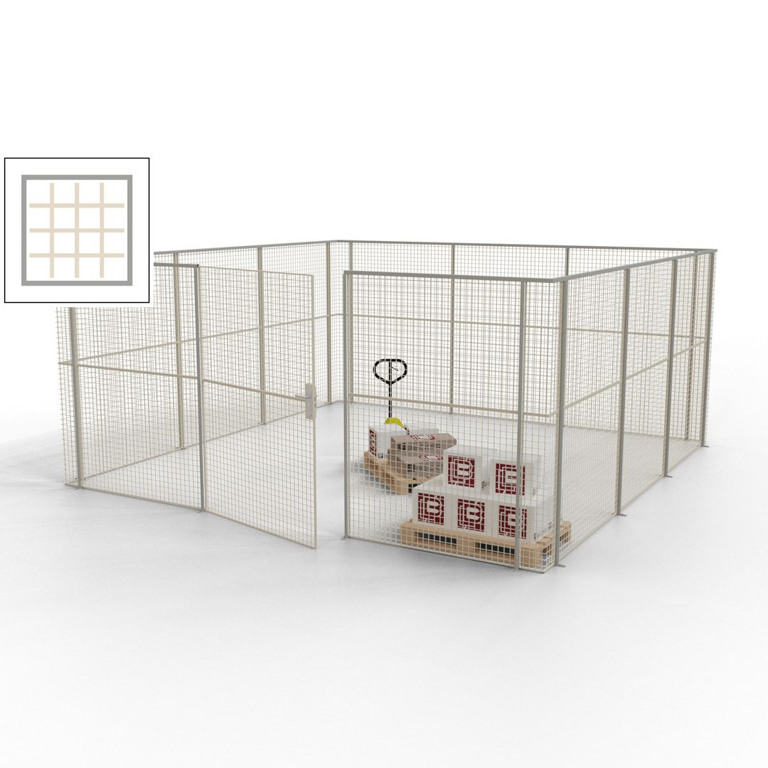Maschinen Schutzgitter - Hallentrennwand - Sicherheitszaun - Tür - 18 m - 2.200 x 4.900 x 4.900 mm (HxBxT) - enzianblau