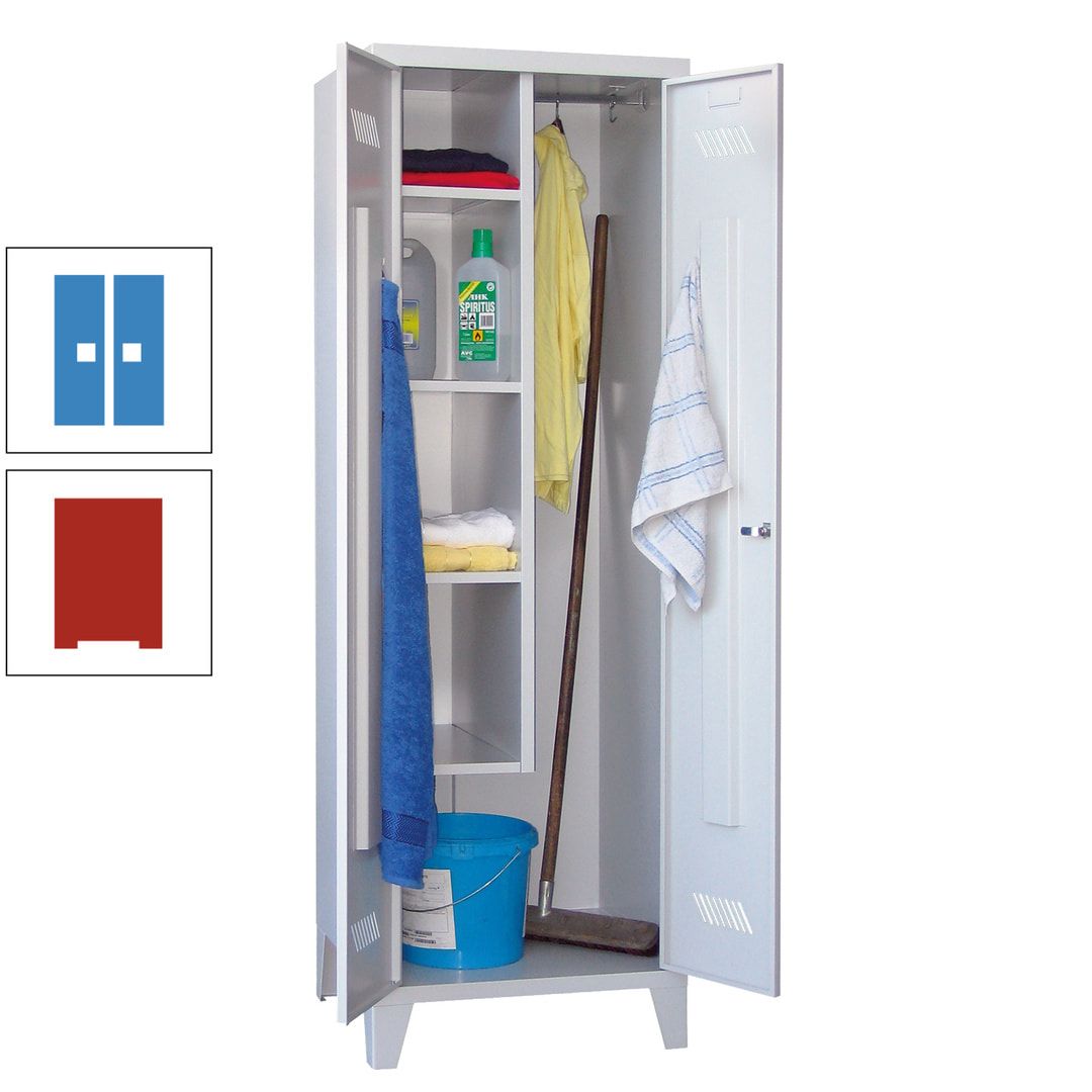 Putzschrank mit Füßen - 1 Abteil mit Trennwand - 1.850x600x500 mm (HxBxT) - Drehriegel - anthrazitgrau