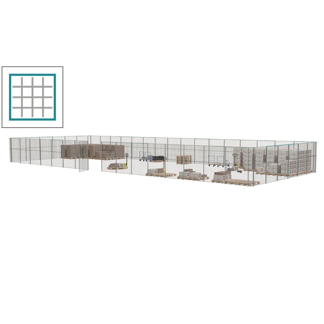 Maschinen Schutzgitter - Hallentrennwand - Sicherheitszaun - Tür - 66 m - 2.200 x 24.400 x 9.400 mm (HxBxT) - enzianblau
