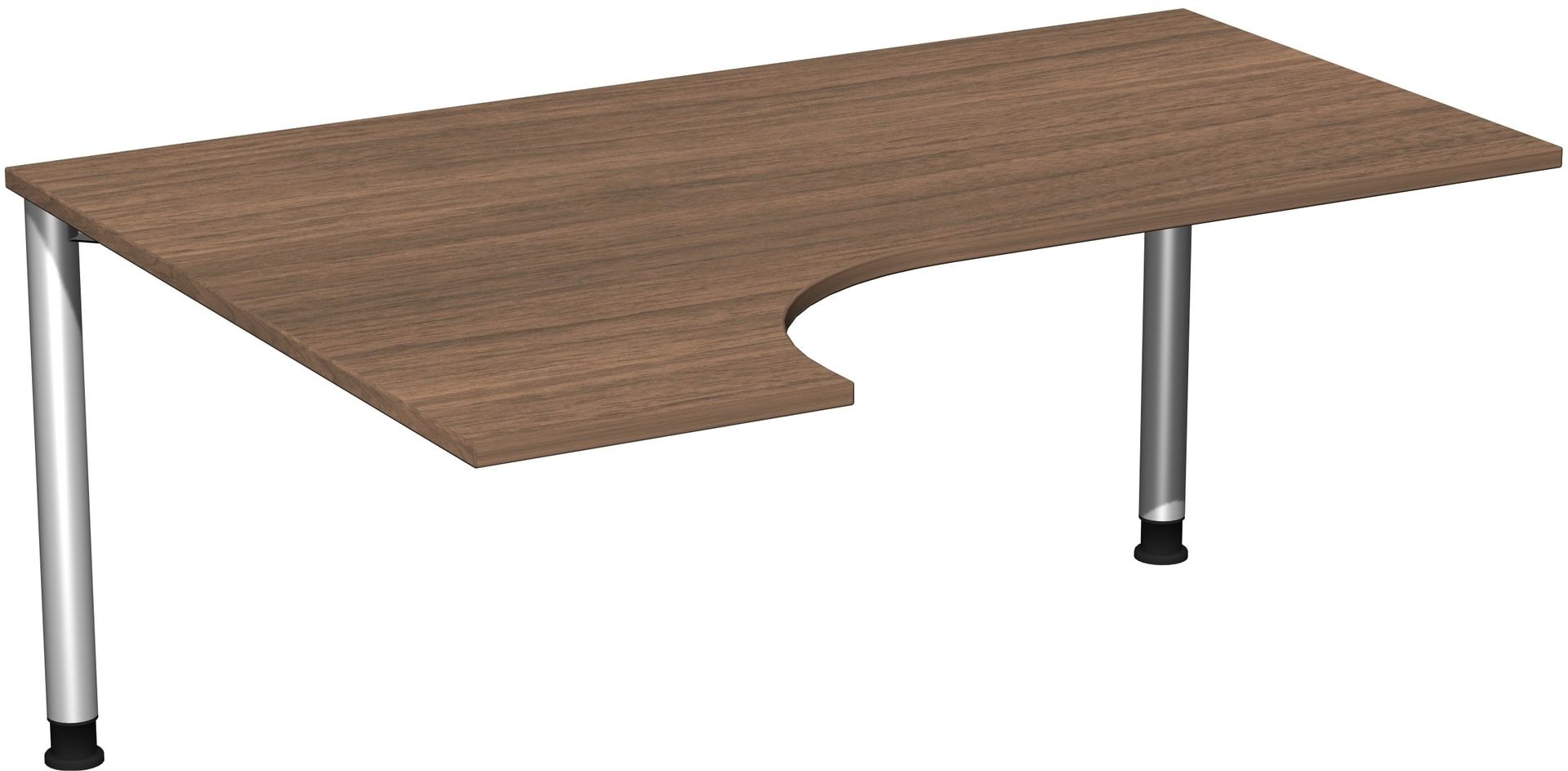 Eckschreibtisch mit einseitig verkürzten Füßen, 4-Fuß Flex, Ecke links, Höhe 680-800 mm, 1.600 x 1.200 mm (BxT), Gestell anthrazit, Ahorn