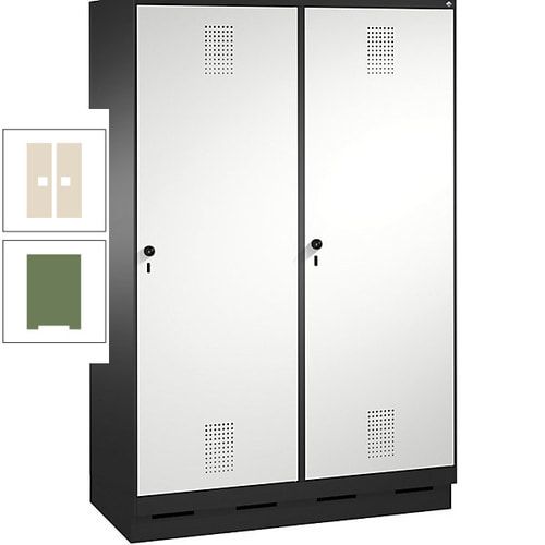 Doppel-Spind, Garderobenschrank, 2 Türen für 4 Abteile a 300 mm, Korpus anthrazitgrau, Türen anthrazitgrau, 1.800 x 1.200 x 500 mm (HxBxT)