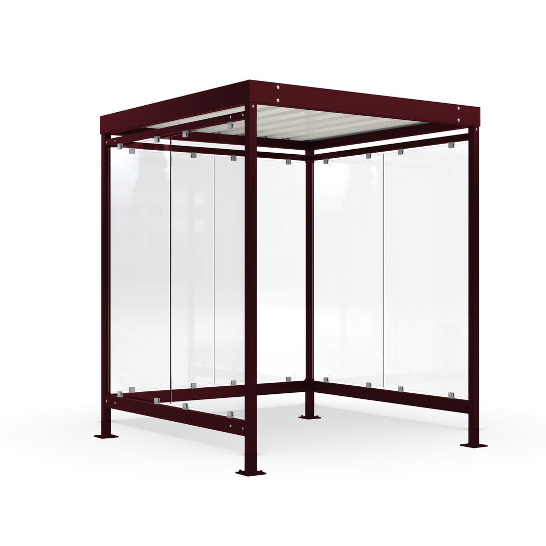 Raucherunterstand, Bushaltestelle, 6-7 Personen, 6 Wände, 2.510 x 2.165 x 2.165 mm (HxBxT), Elfenbein