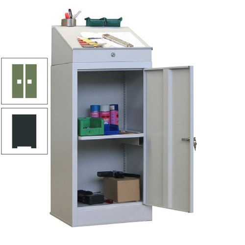 Stehpult mit Schrank - Vollblechtür - Zylinderschloss - 1 Ausziehboden - 1.270x500x500 mm (HxBxT) - anthrazitgrau