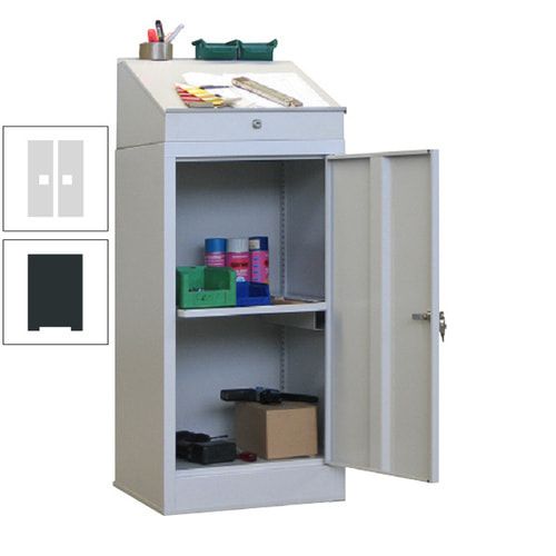 Stehpult mit Schrank - Vollblechtür - Zylinderschloss - 1 Ausziehboden - 1.270x500x500 mm (HxBxT) - anthrazitgrau