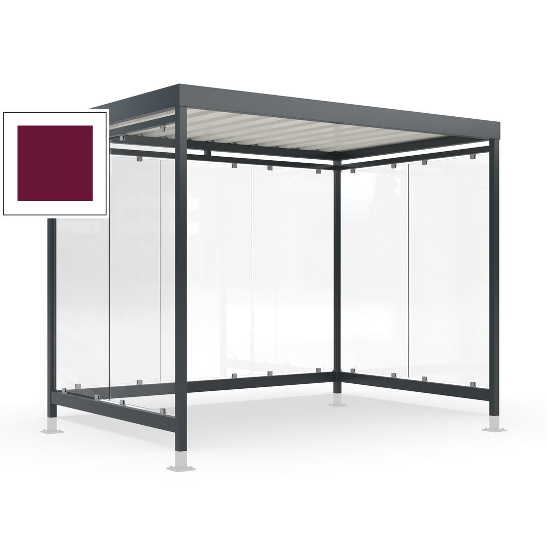 Raucherunterstand mit Überpflasterung, fertig montiert, Fahrgastunterstand, Bushaltestelle, 2.440 x 3.180 x 2.165 mm (HxBxT), 7 Wände, Achatgrau