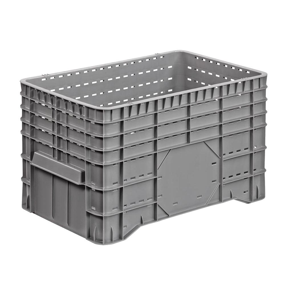 PE Palettenbox - 300 l - 580 x 1.020 x 640 mm (HxBxT) - Wände durchbrochen - grau