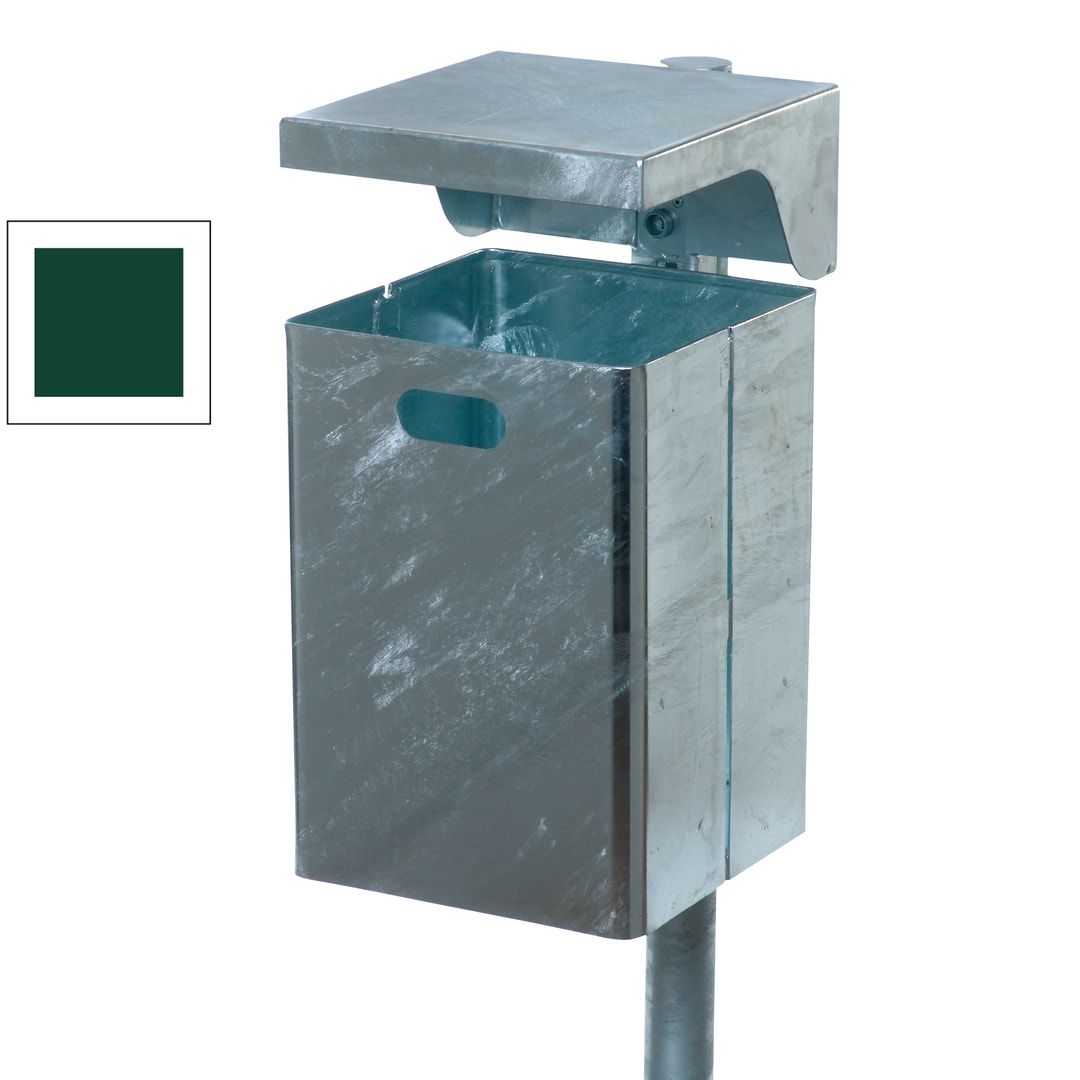 Abfallbehälter rechteckig mit Haube, Wand- oder Pfostenbefestigung, 600 x 310 x 360 mm (HxBxT), anthrazitgrau, Kommunal Abfalleimer