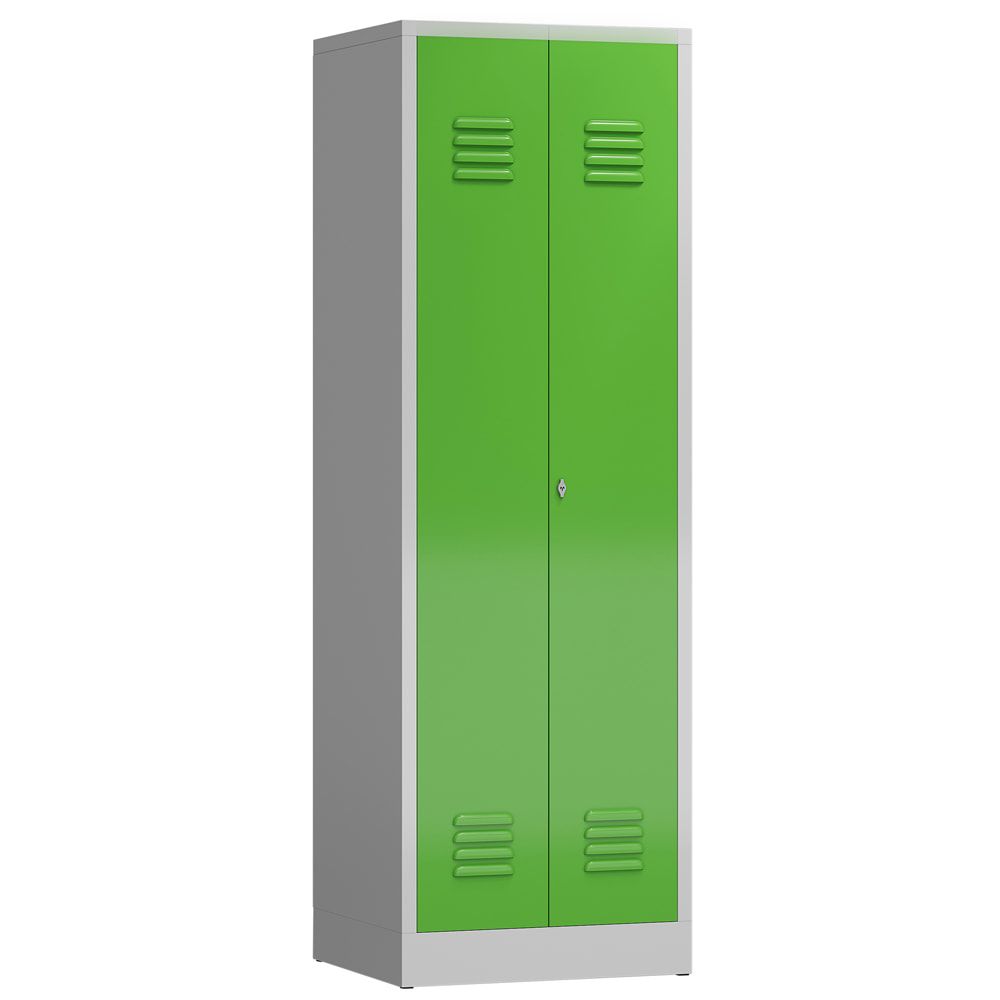 Mehrzweckschrank, Garderobenschrank, 2 Abteile, 6 Fächer, 1.800 x 590 x 500 mm (HxBxT), Drehriegel, Stahl, Korpus: lichtgrau, Front: anthrazitgrau