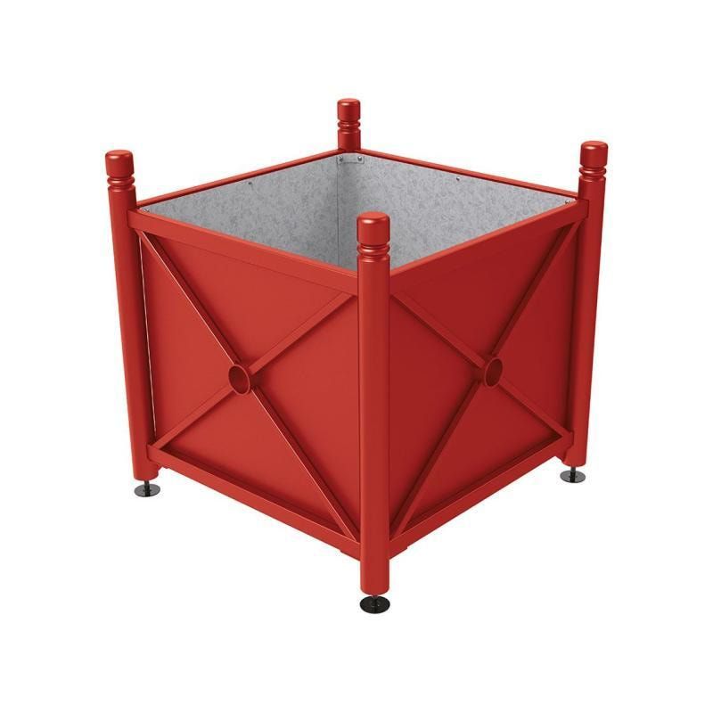 Pflanzbehälter, fvz.Stahl, innen feuerverzinkt, Verladungsgriffe, verstellbare Füße, Kopf Agora, 900 x 1.000 x 1.000 mm (HxBxT), enzianblau