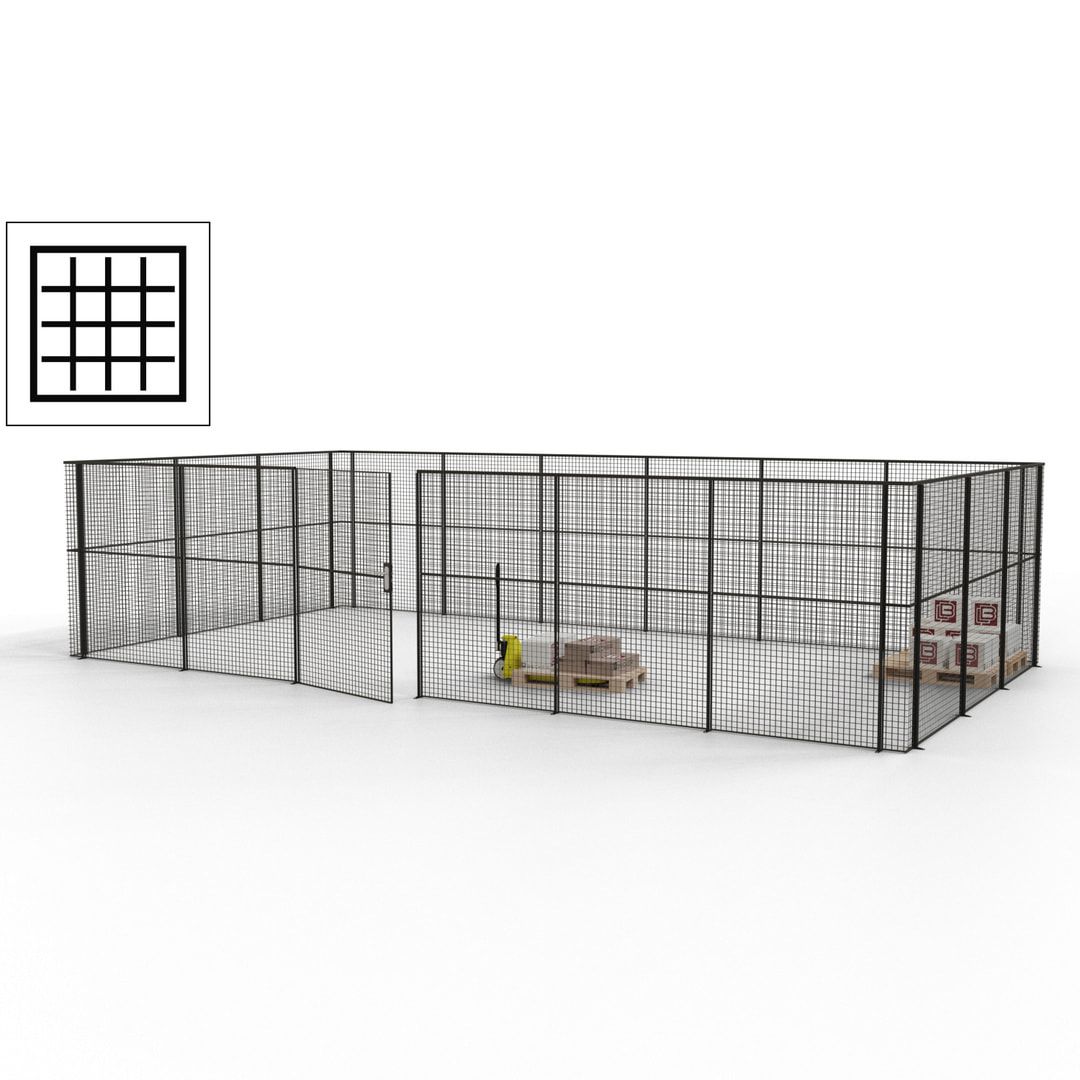 Maschinen Schutzgitter - Hallentrennwand - Sicherheitszaun - Tür - 27 m - 2.200 x 9.400 x 4.900 mm (HxBxT) - enzianblau