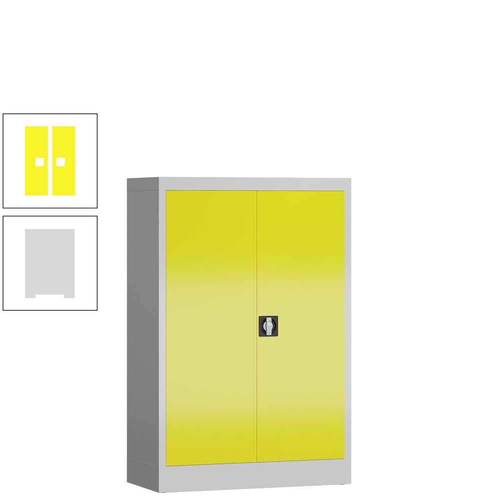 Aktenschrank, Büroschrank, abschließbar, Flügeltüren, 2 Fachböden, 1.200 x 800 x 380 mm (HxBxT), Stahl, Korpus und Türen lichtgrau