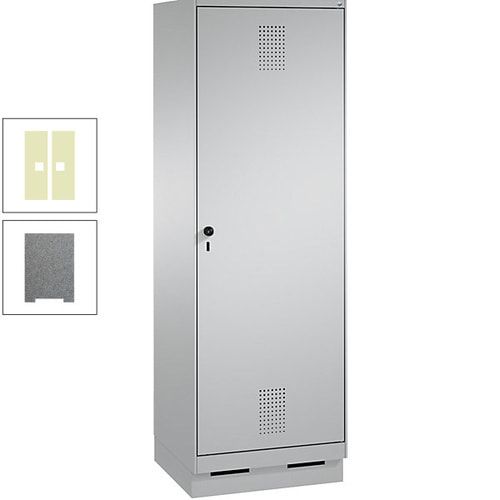 Doppel-Spind, Garderobenschrank, 1 Tür für 2 Abteile a 300 mm, Korpus anthrazitgrau, Türen anthrazitgrau, 1.800 x 600 x 500 mm (HxBxT)