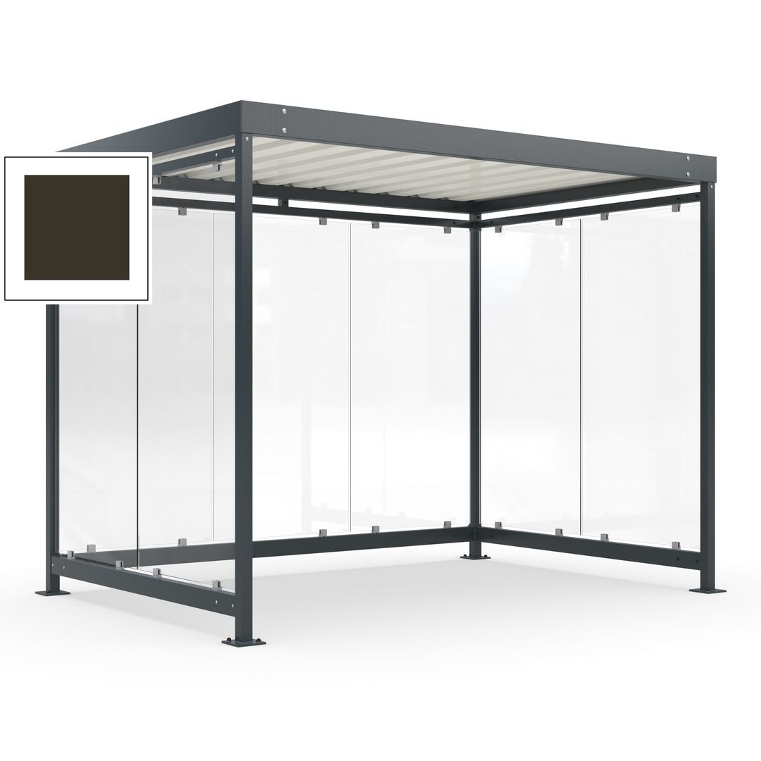 Raucherunterstand, Bausatz, Fahrgastunterstand, Bushaltestelle, 2.510 x 3.180 x 2.165 mm (HxBxT), 7 Wände, Achatgrau