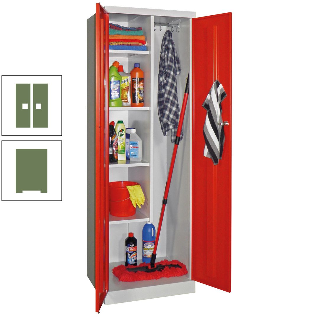 Putzschrank mit Sockel - 1 Abteil mit Trennwand - 1.800x600x500 mm (HxBxT) - Zylinderschloss - anthrazitgrau