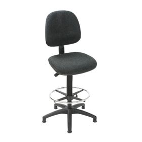 Arbeitsstuhl mit Fußring - Bürostuhl - Sitzhöhe 570 - 830 mm - Rückenlehne groß - Gleiter - Sitzmaterial wählbar