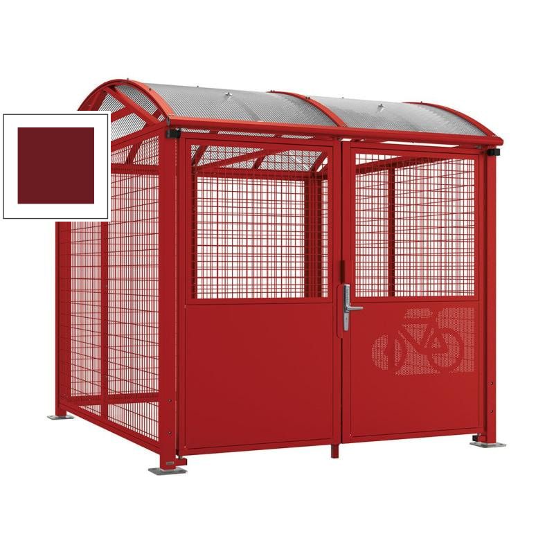 Fahrradüberdachung, Fahrradhaus, Unterstand, Zylinderschloss, Grundmodell, Stahlgitter, 2.640 x 2.520 x 2.830 mm (HxBxT), Farbe enzianblau