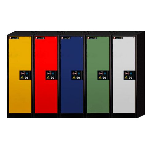 Gefahrstoffschrank - 1.953x599x615 mm - 2 Fachböden - Edelstahl-Einrichtung - Türanschlag Links - Front enzianblau