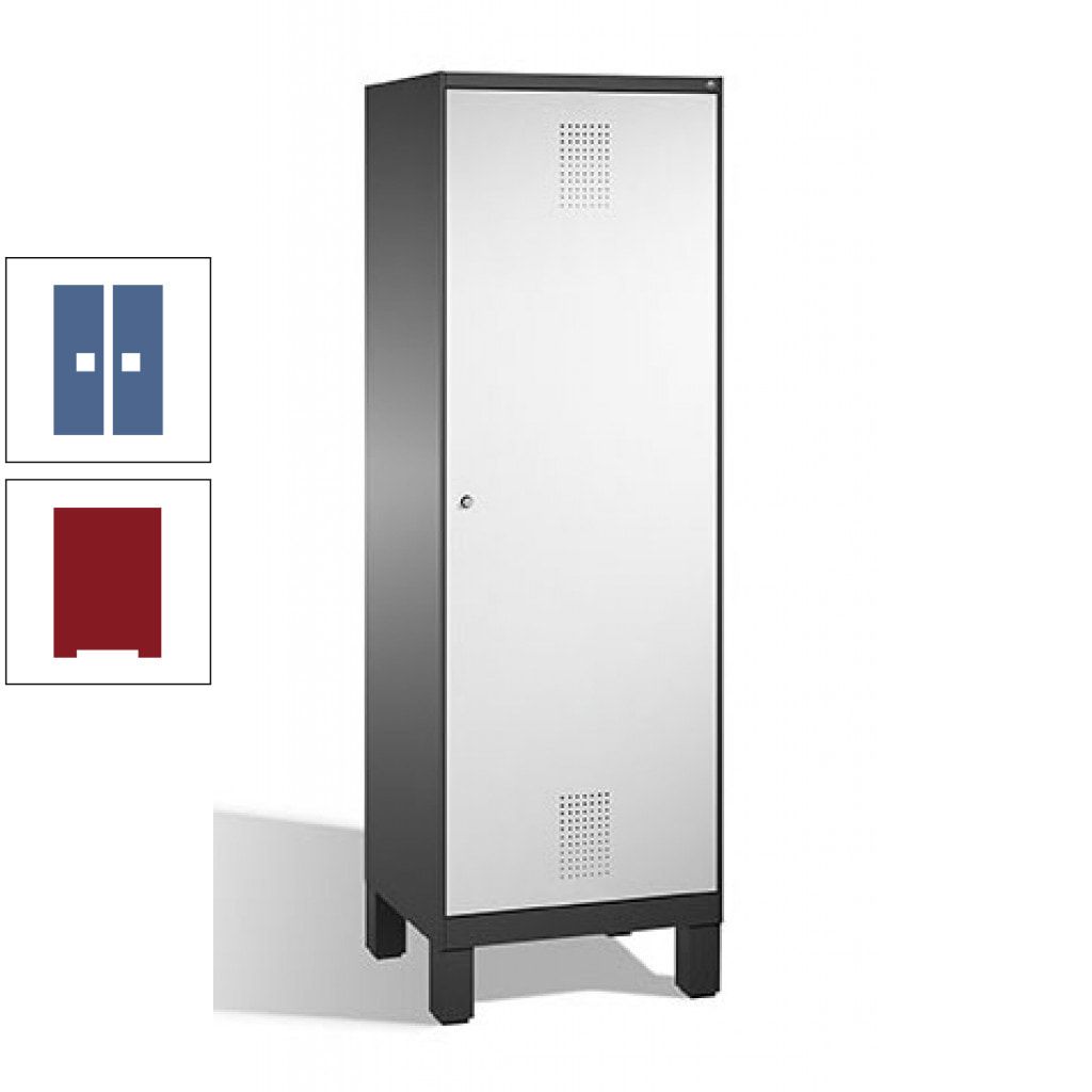 Doppel-Spind, Garderobenschrank, 1 Tür für 2 Abteile a 300 mm, Korpus anthrazitgrau, Türen anthrazitgrau, 1.850 x 600 x 500 mm (HxBxT)