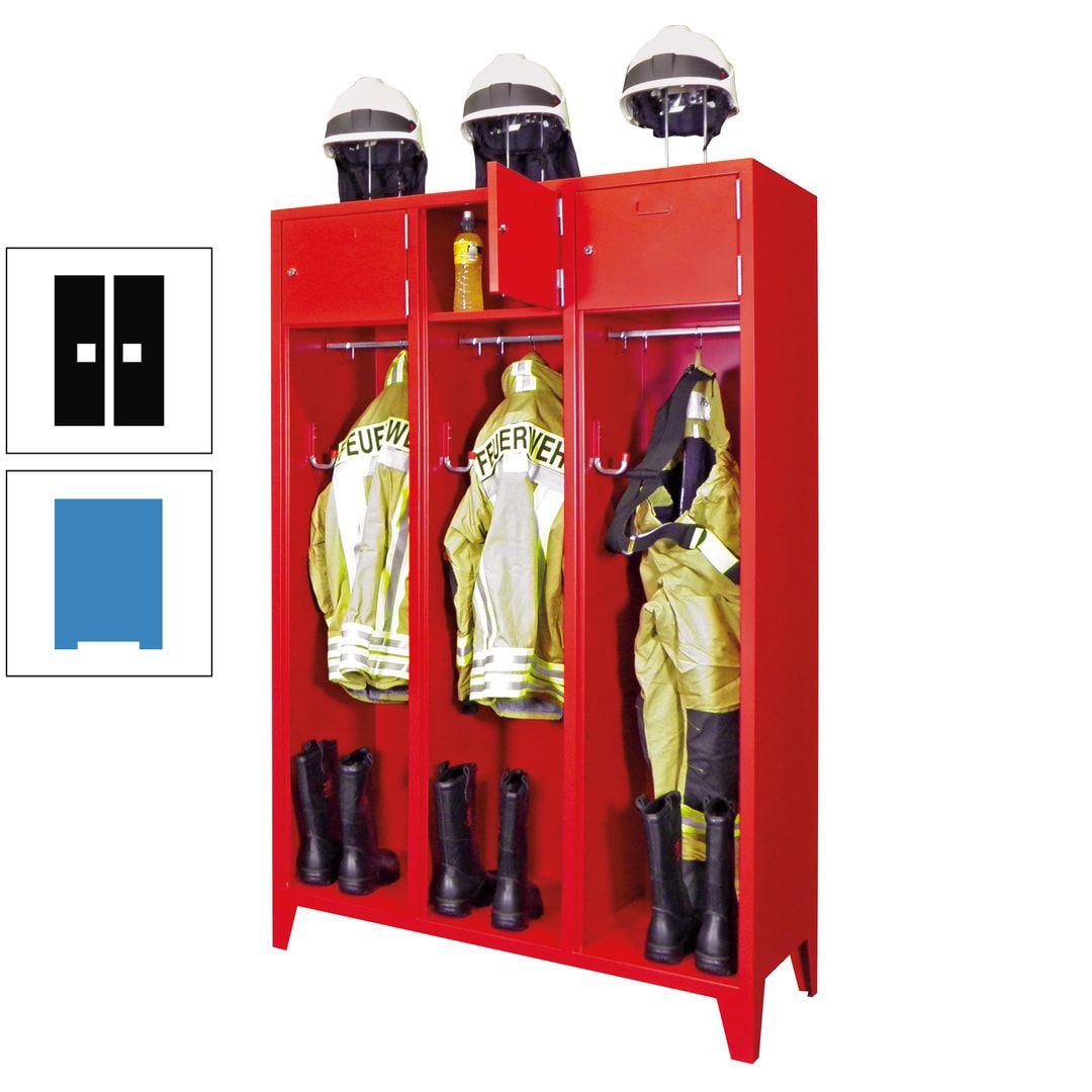 Feuerwehrschrank - 2 Abteile - Ablagefach mit Tür, Etikettenrahmen - 2.100 x 830 x 500 mm (HxBxT) - anthrazitgrau