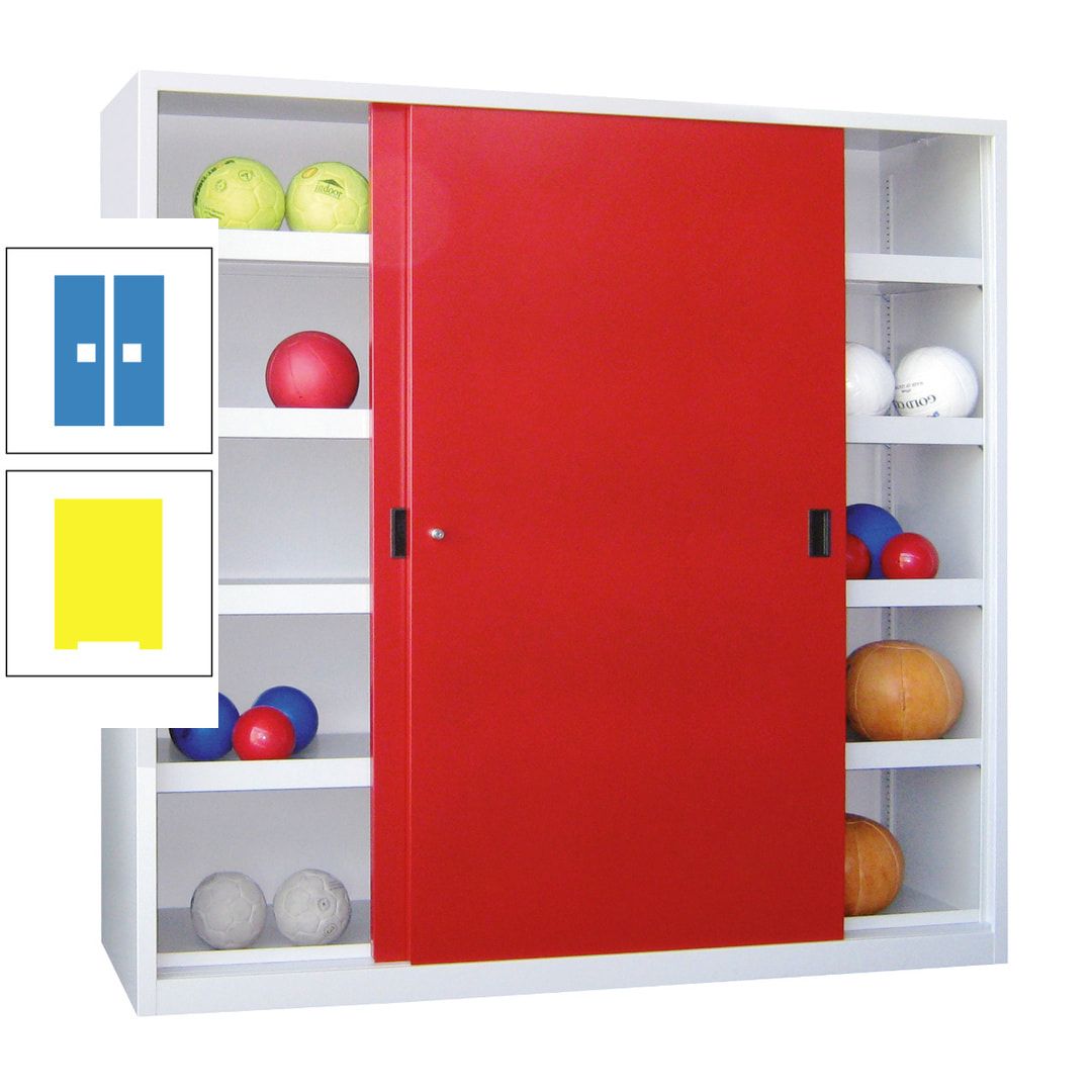 Ballschrank - Schiebetüren - Trennwand - 8 Böden - 1.950x1.500x600 mm (HxBxT) - anthrazitgrau