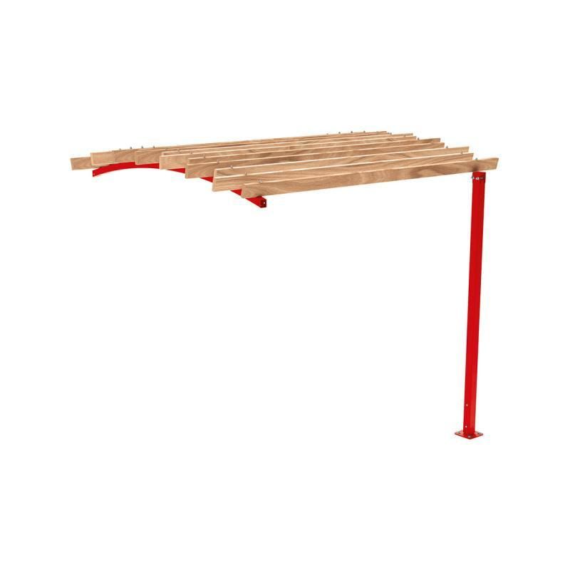 Pergola Fronterweiterung 2, Kiefer druckimprägniert Klasse 4, Stahlrohr 80x80 mm, 2.910 x 2.520 x 3.020 mm (HxBxT) fvz, beschichtet, Farbe Enzianblau