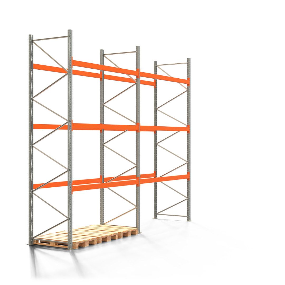 Palettenregal ARTUS - 4 Ebenen - Fachlast 2.100 kg - 4.500 x 11.225 x 1.100 mm (HxBxT) - 4 Felder - Schwerlastregal