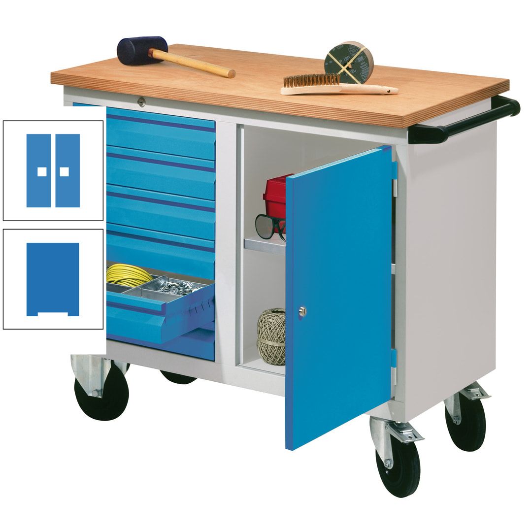 Mobile Werkbank - Werkstattwagen - 915 x 1.090 x 600 mm - 6 Schubladen und Schrankfach - anthrazitgrau