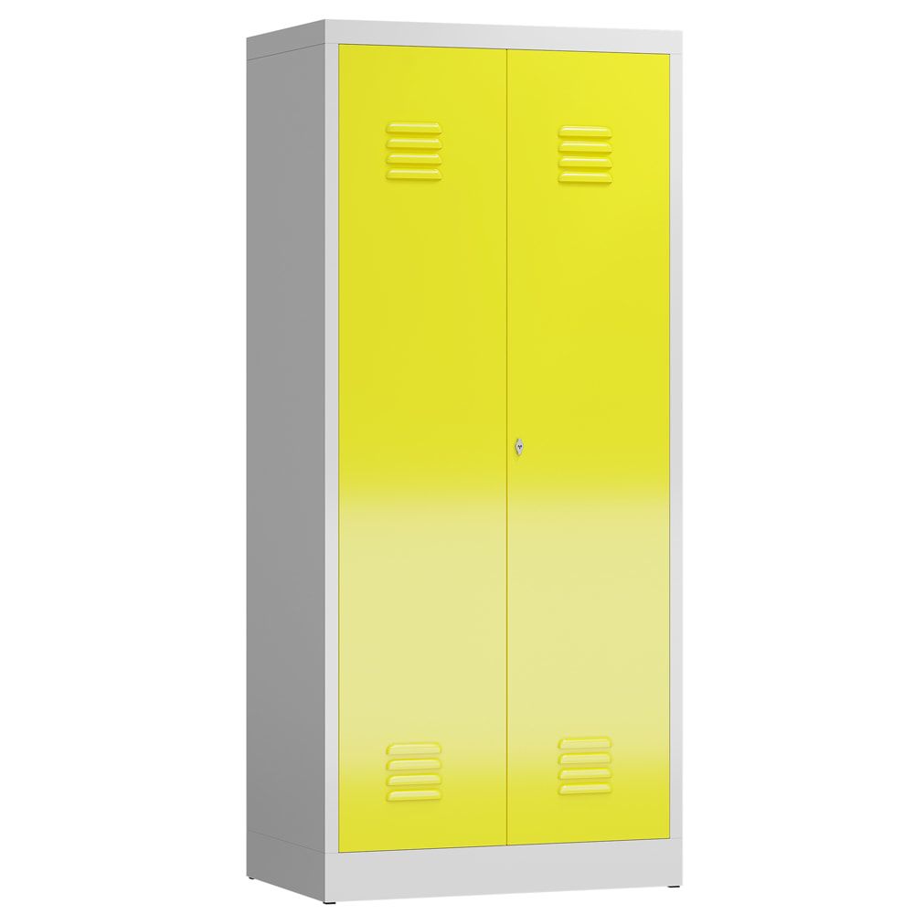 Mehrzweckschrank, Garderobenschrank, 2 Abteile, 6 Fächer, 1.800 x 800 x 500 mm (HxBxT), Drehriegel, Stahl, Korpus: lichtgrau, Front: anthrazitgrau