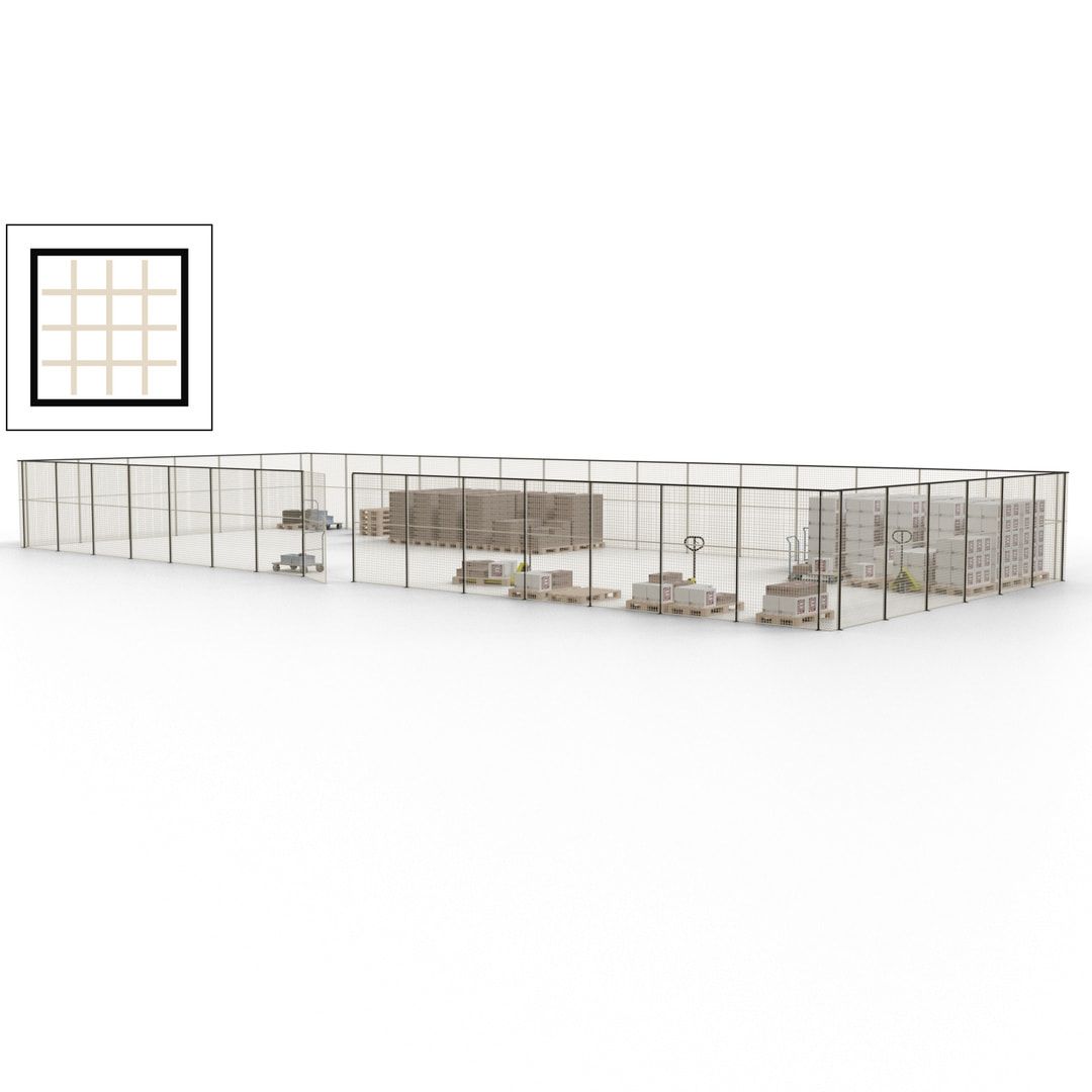 Maschinen Schutzgitter - Hallentrennwand - Sicherheitszaun - Tür - 63 m - 2.200 x 22.900 x 9.400 mm (HxBxT) - enzianblau